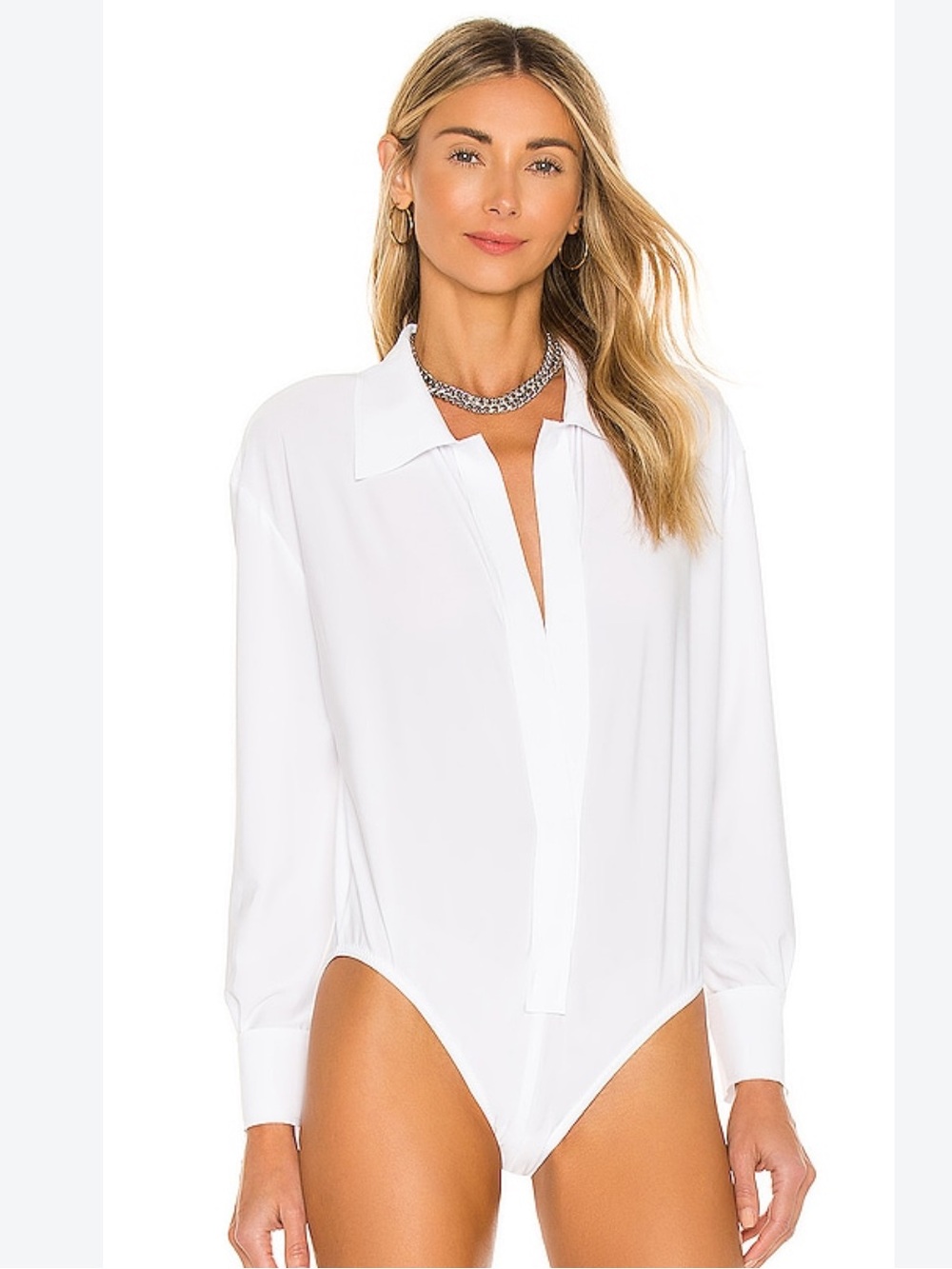 Norma Kamali X Revolve NK Shirt Bodysuit in Snow White
